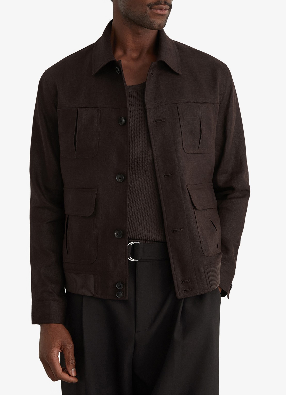 Reiss Adam jack in linnenblend - detail 3 chocoladebruin