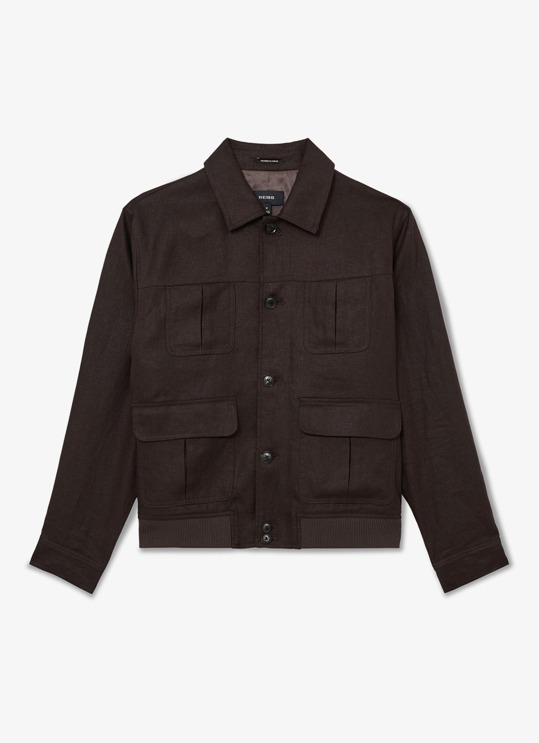 Reiss Adam jack in linnenblend - voorkant 7 chocoladebruin