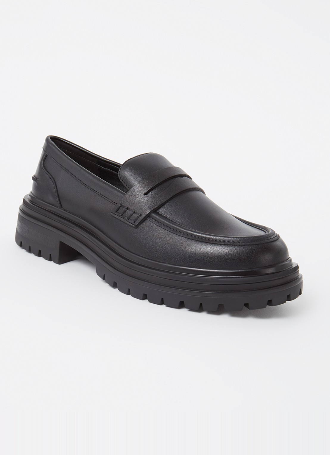 Reiss Adele loafer van leer - voorkant black / zwart