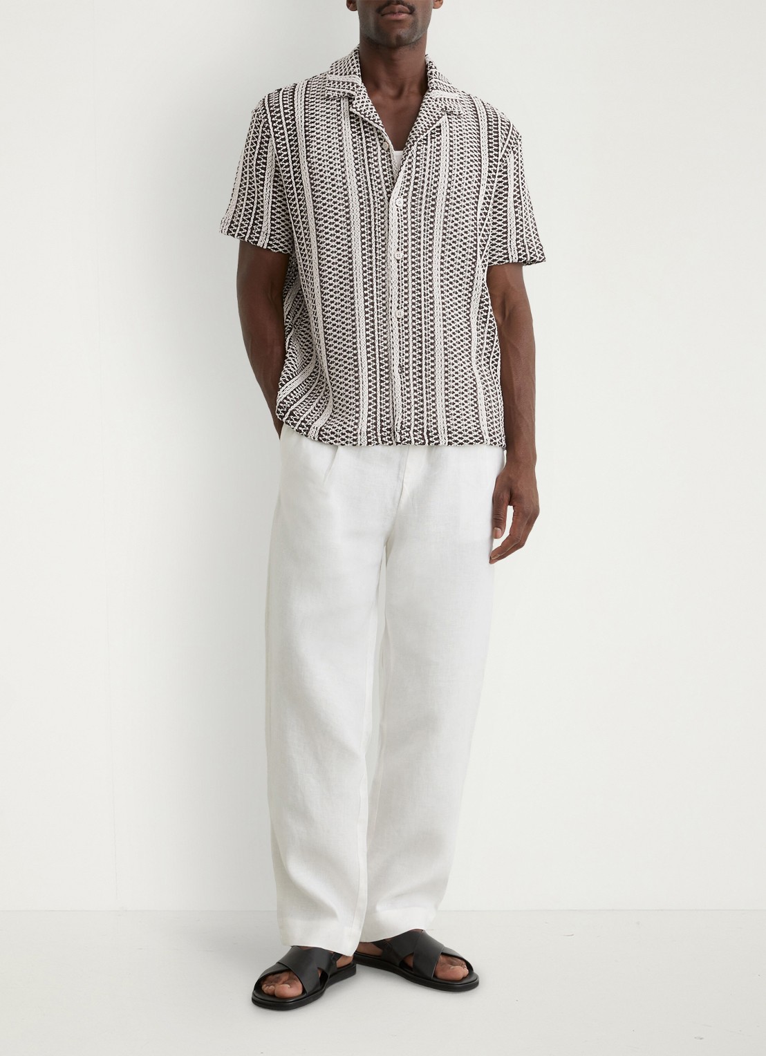 Reiss Aetos regular fit overhemd van van crochet - achterkant 5 donkerbruin