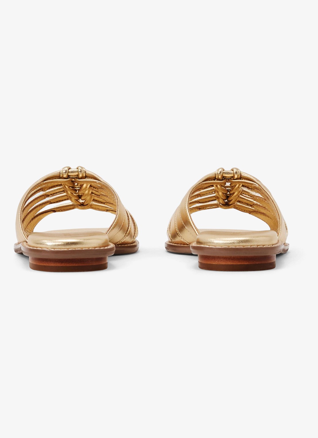 Reiss Agnes slipper van leer met metallic finish - achterkant gold / goud
