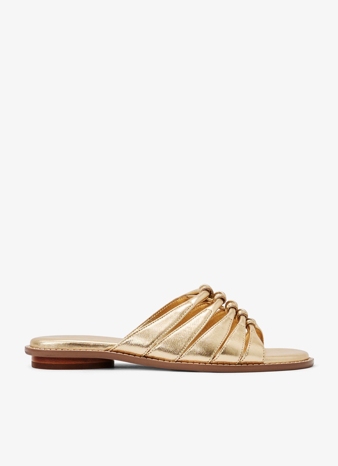 Reiss Agnes slipper van leer met metallic finish - voorkant 2 gold / goud