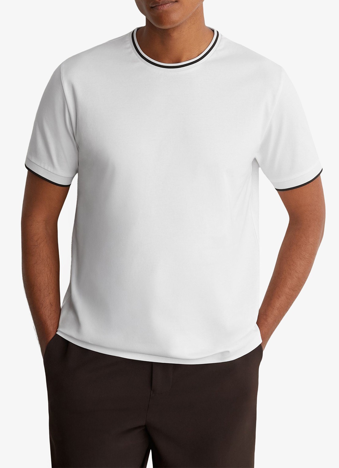 Reiss Ainsley T-shirt met gestreept detail - detail 4 white / wit