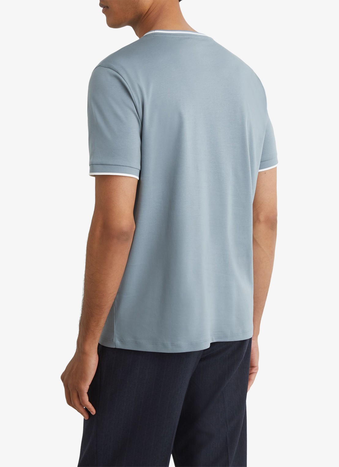 Reiss Ainsley T-shirt met gestreept detail - achterkant 4 staalblauw