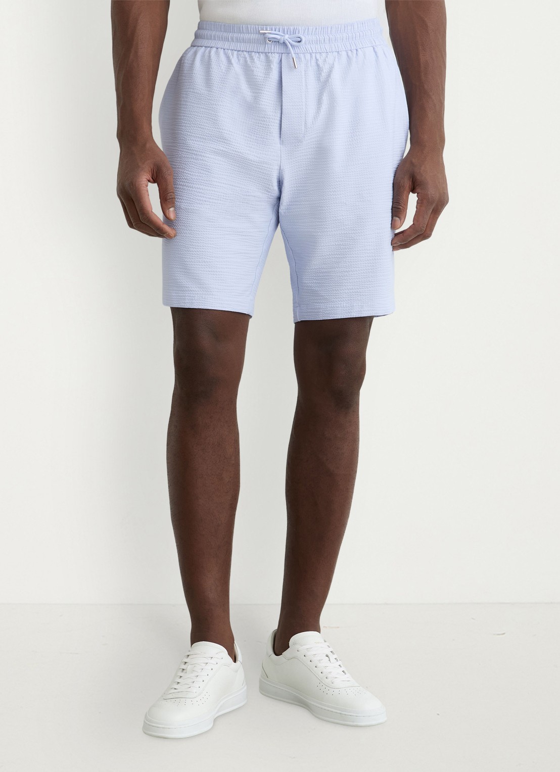 Reiss Ajay straight fit korte broek met structuur - detail 4 lichtblauw