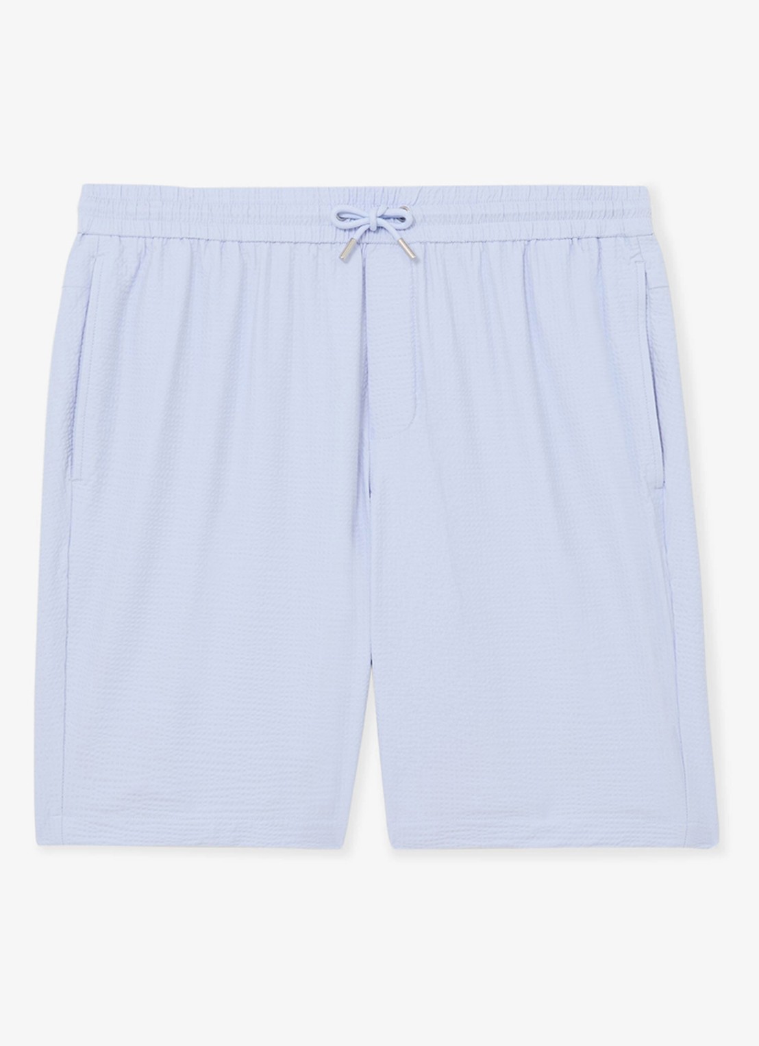 Reiss Ajay straight fit korte broek met structuur - voorkant lichtblauw