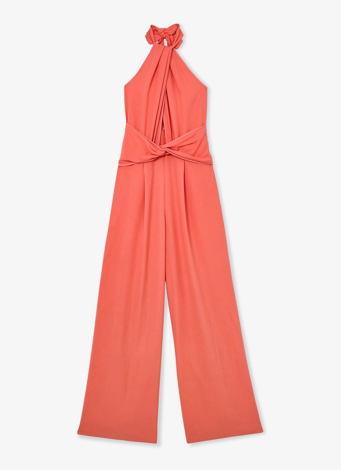 Reiss Akia wide fit jumpsuit met steekzakken - voorkant koraalroze
