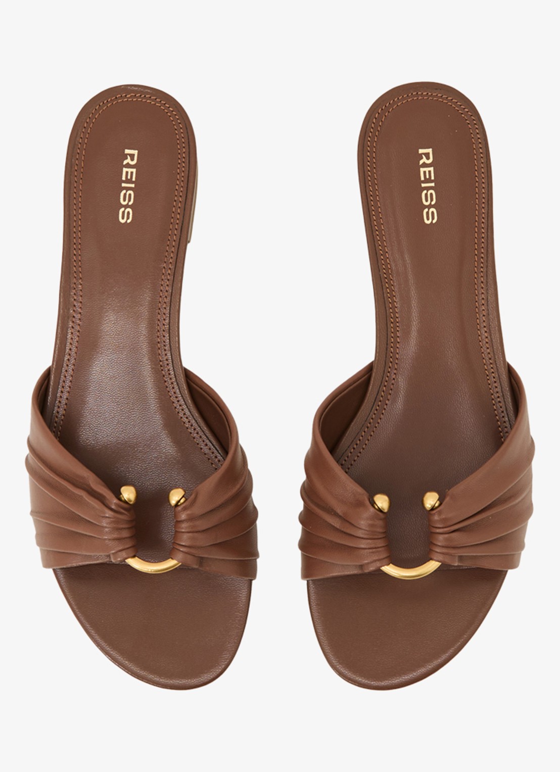Reiss Alana slipper van leer - detail bruin