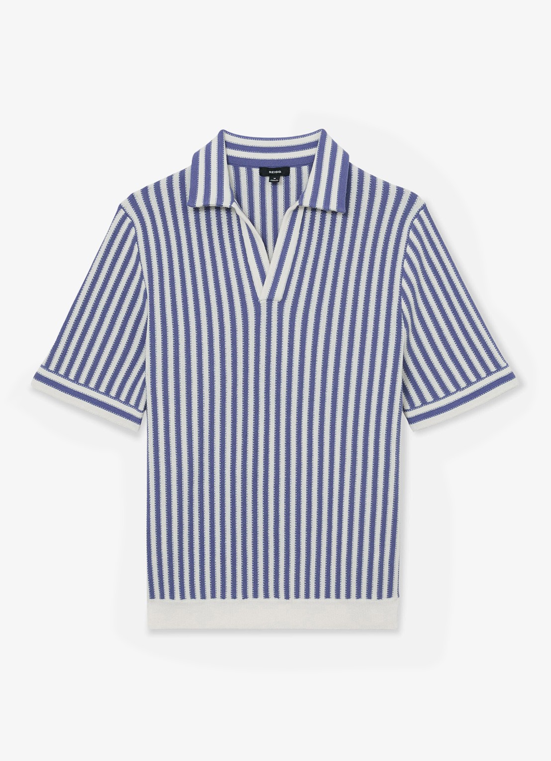 Reiss Alba regular fit polo met streepprint - voorkant blauw