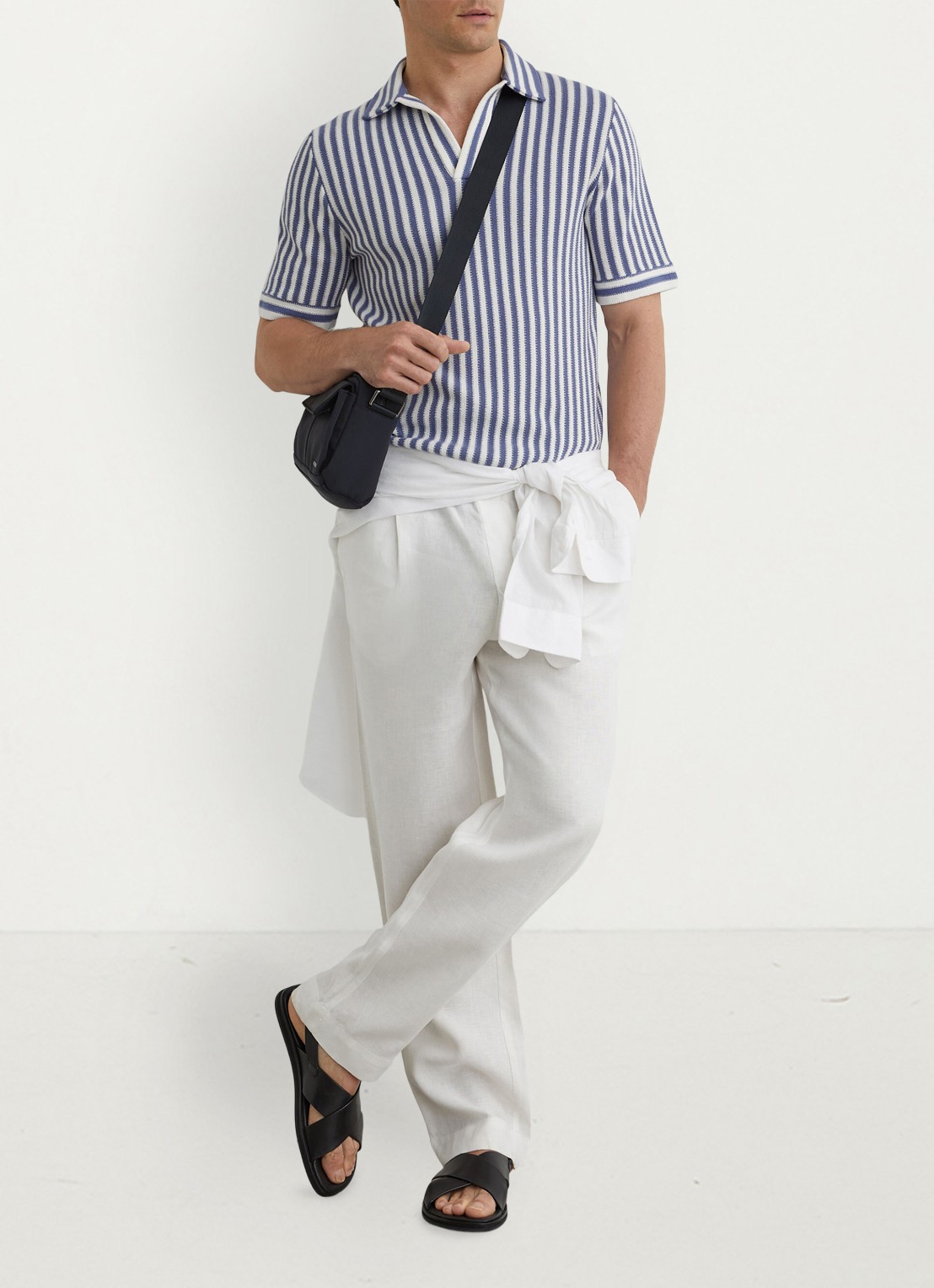 Reiss Alba regular fit polo met streepprint - voorkant 2 blauw