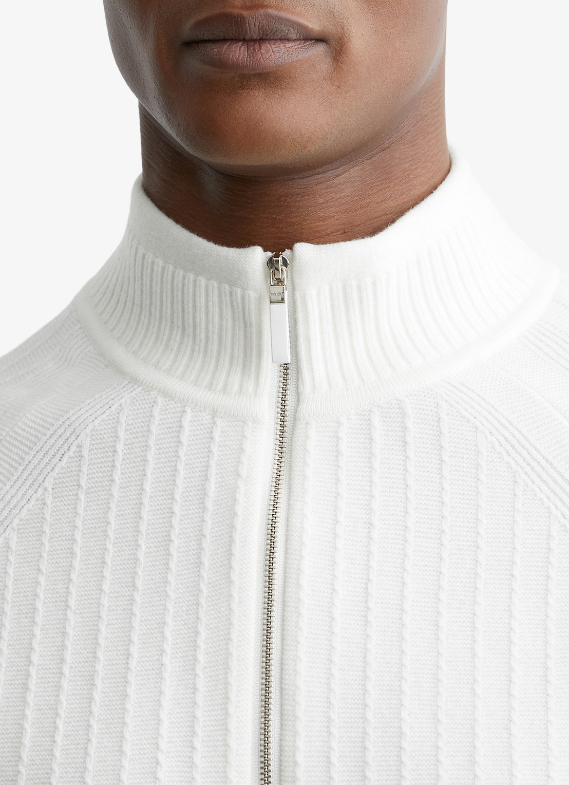 Reiss Aldershop grofgebreid trui met halve rits - detail 3 wit