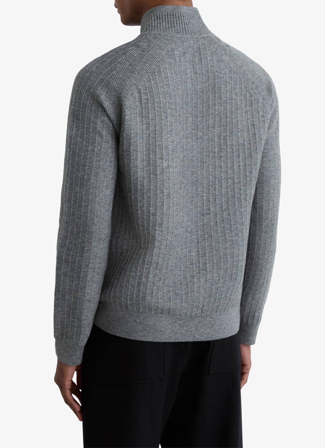 Reiss Aldershop grofgebreid trui met halve rits - achterkant 2 grijsmele