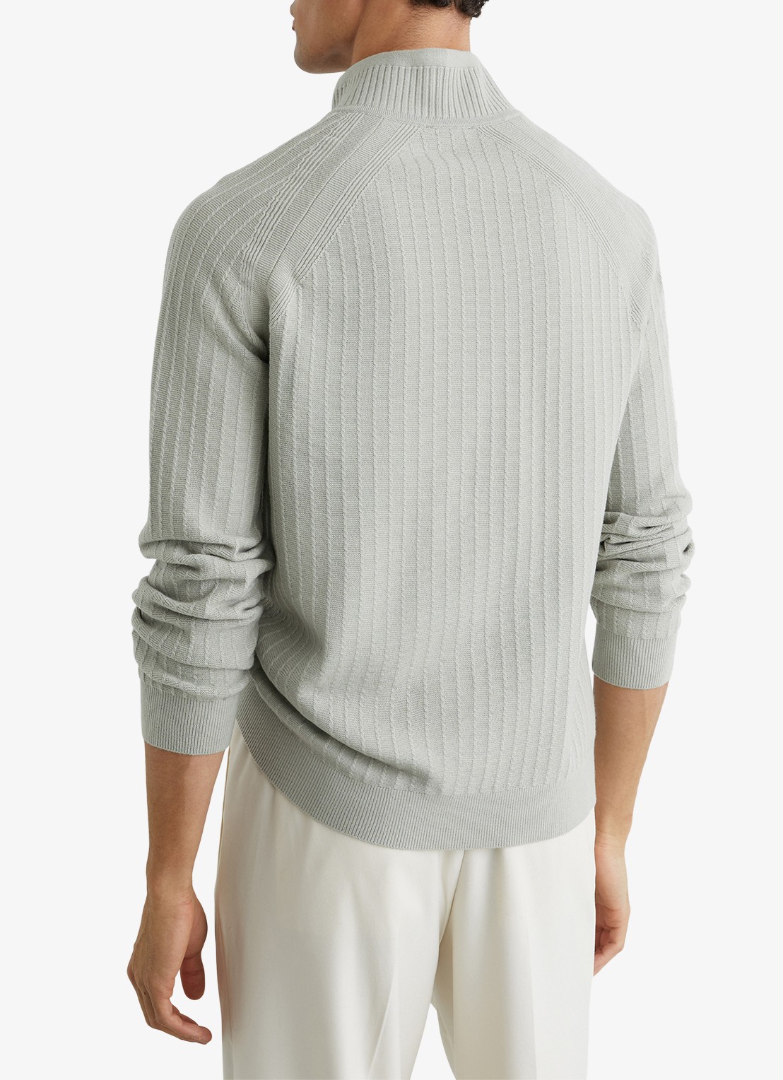 Reiss Aldershop grofgebreid trui met halve rits - achterkant groen