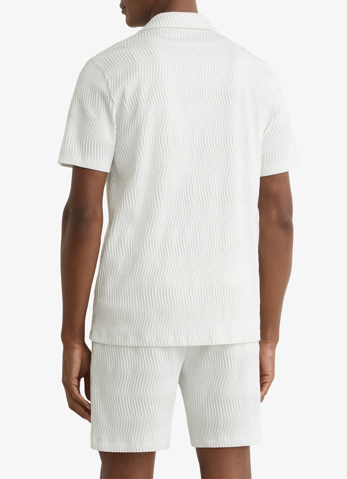 Reiss Aleo overhemd met structuur  - achterkant 4 white / wit