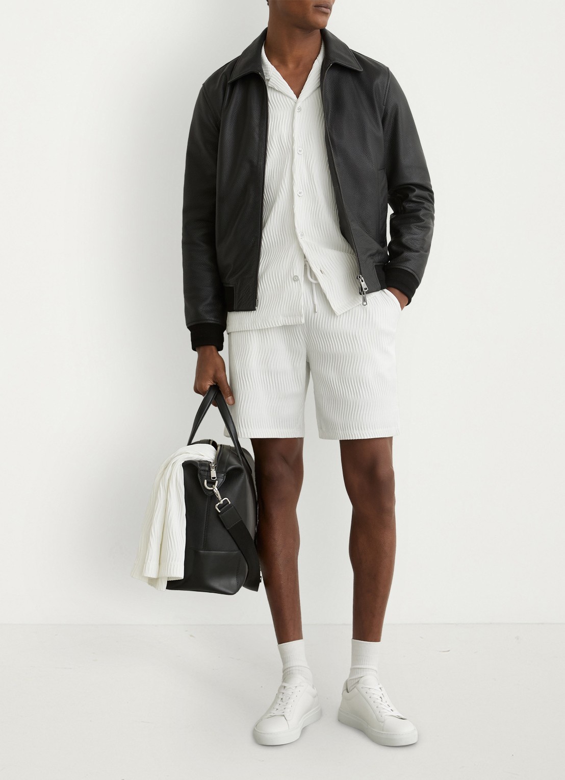 Reiss Aleo overhemd met structuur  - voorkant 6 white / wit
