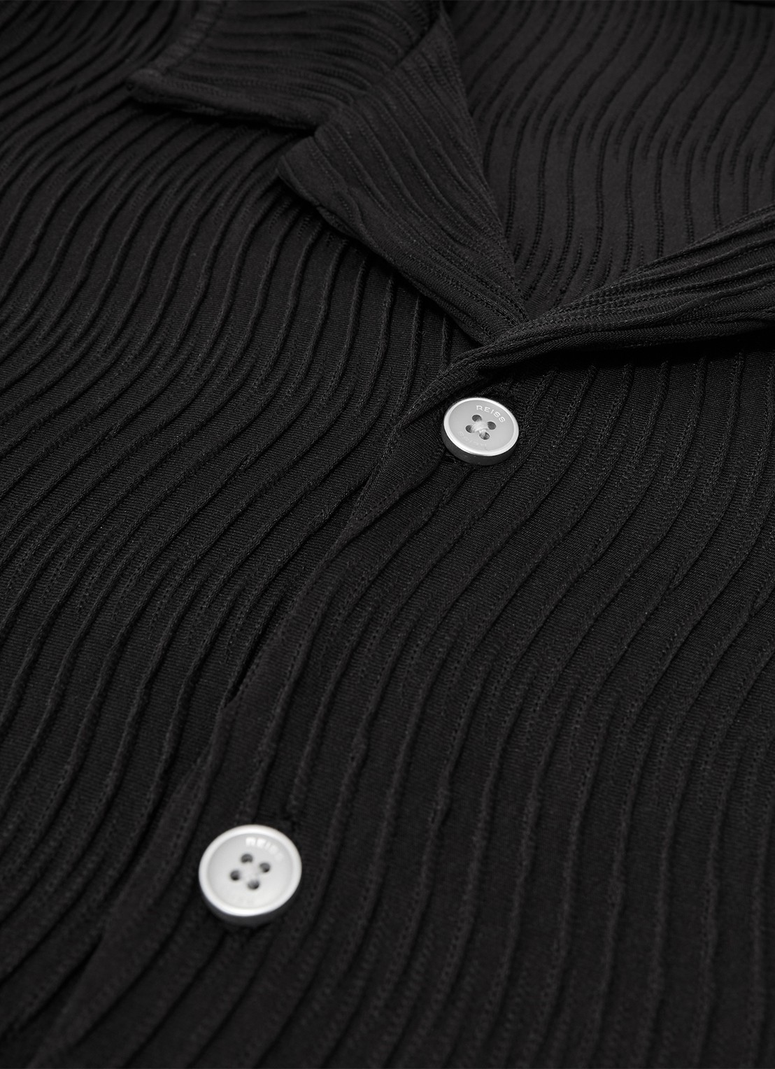 Reiss Aleo overhemd met structuur  - detail 6 black / zwart