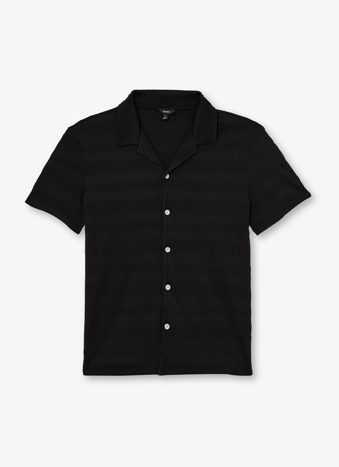 Reiss Aleo overhemd met structuur  - voorkant 2 black / zwart