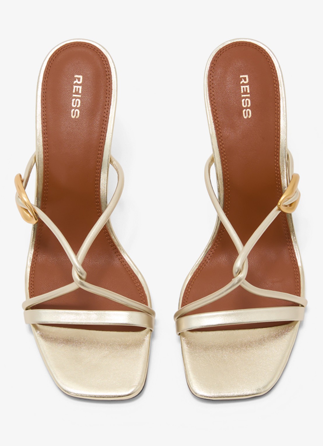 Reiss Alex muiltje van leer met metallic finish - detail goud