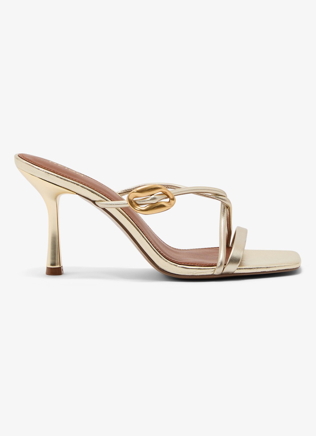 Reiss Alex muiltje van leer met metallic finish - voorkant 3 goud