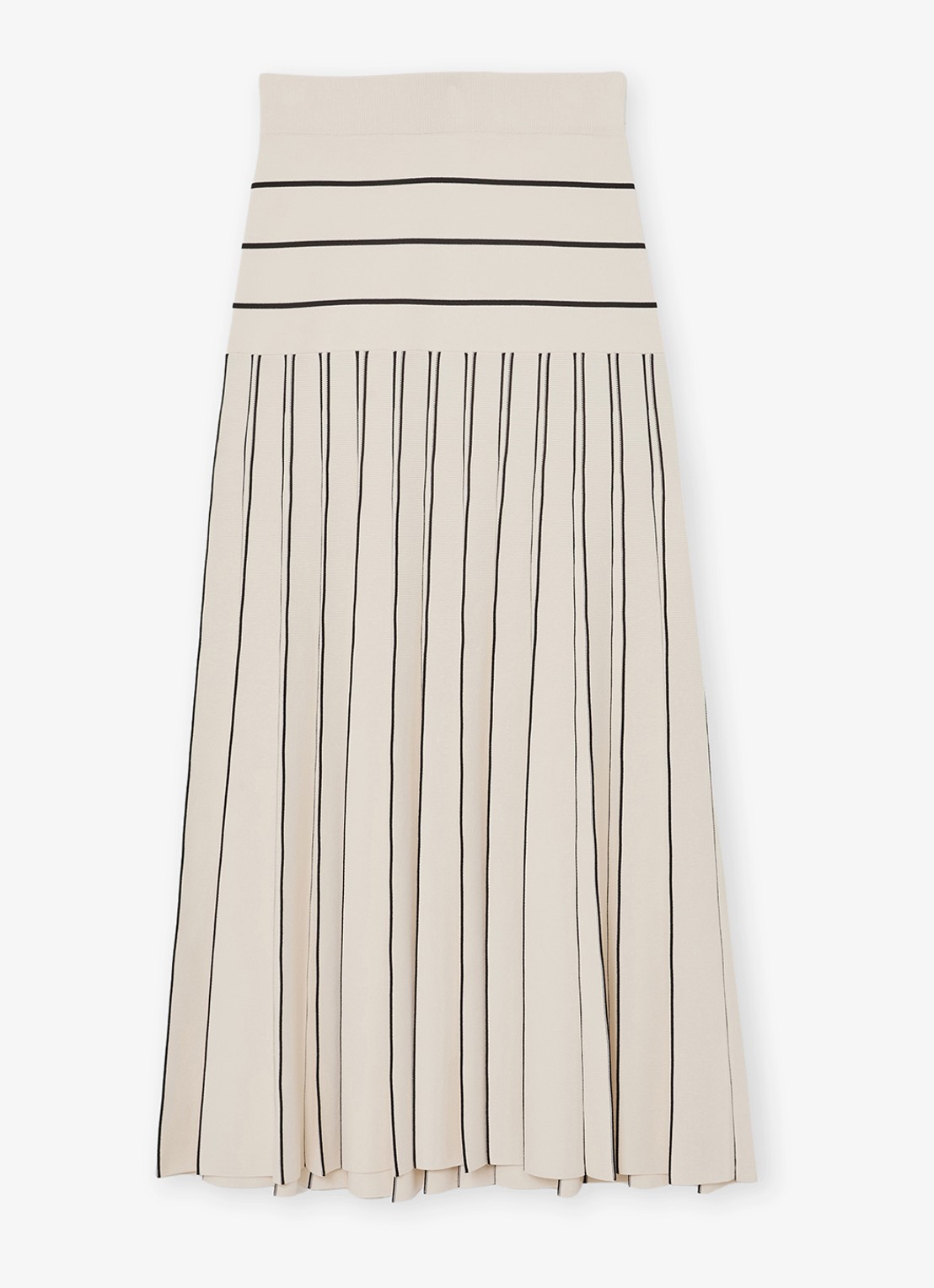 Reiss Alice midi jurk met plooien - voorkant beige