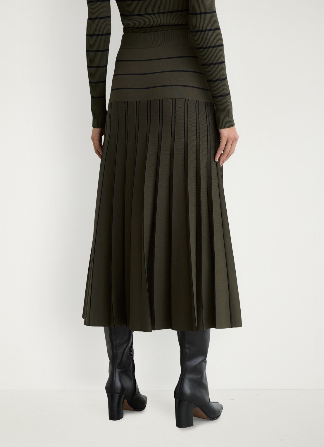 Reiss Alice midi jurk met plooien - achterkant 7 khaki