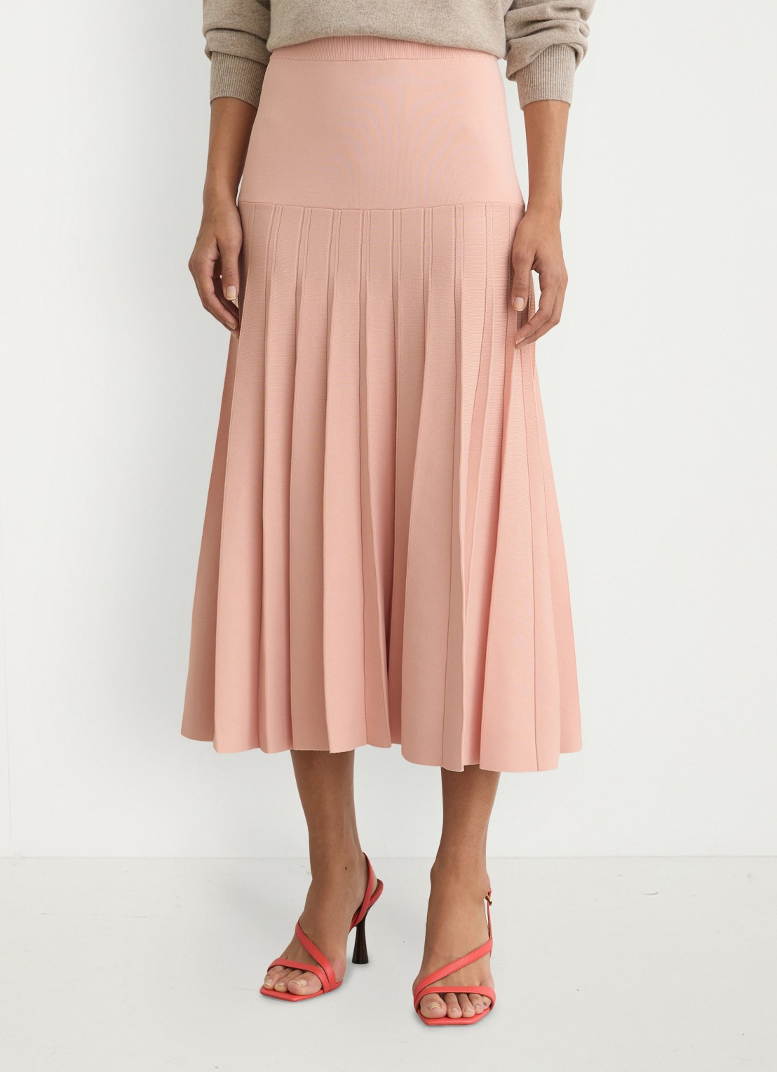 Reiss Alice midi rok met plooien - detail 3 oudroze