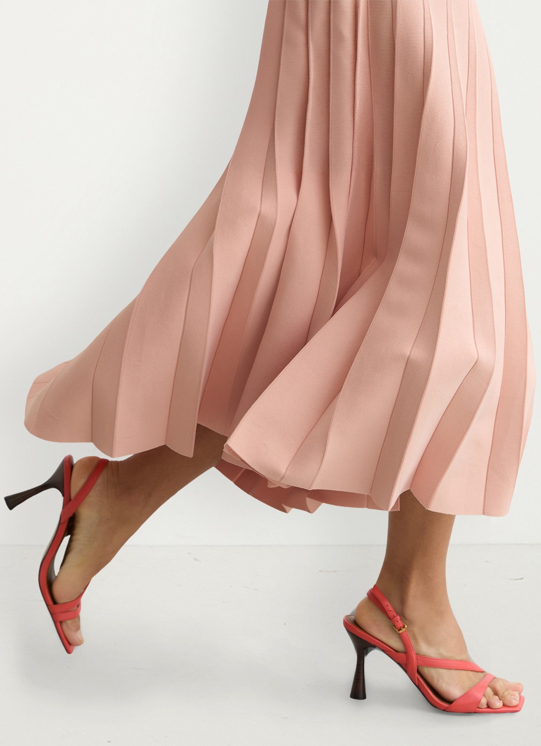 Reiss Alice midi rok met plooien - detail 4 oudroze