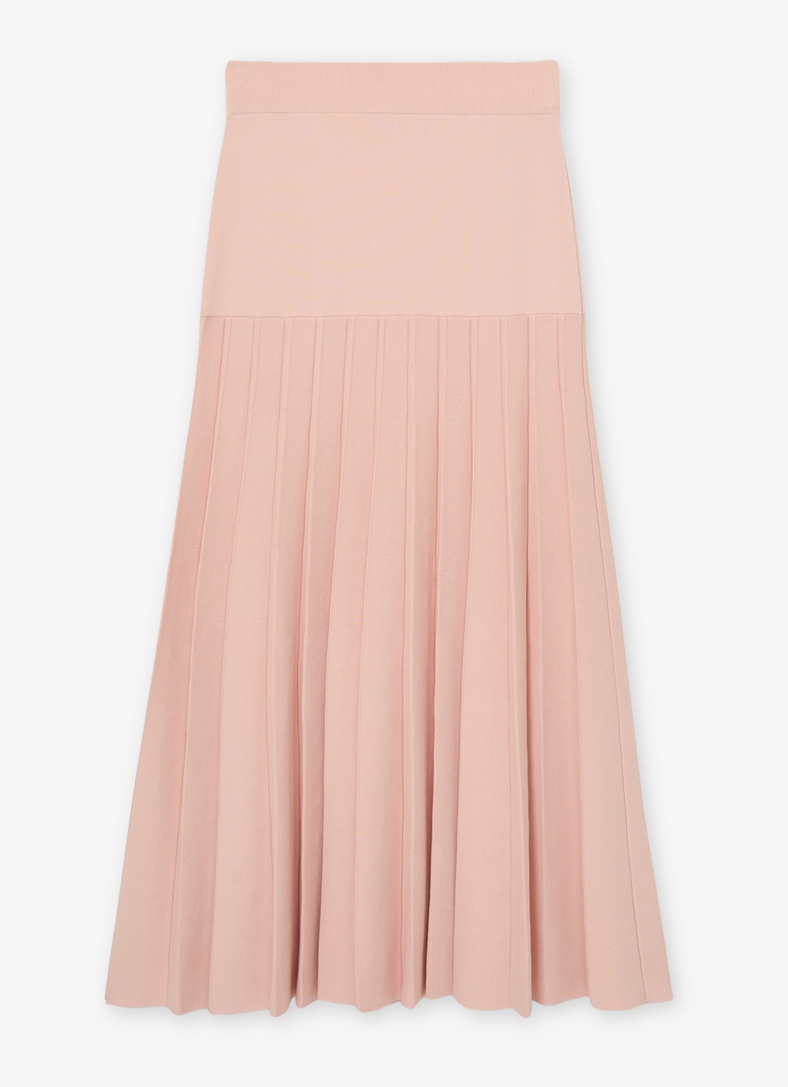 Reiss Alice midi rok met plooien - voorkant oudroze