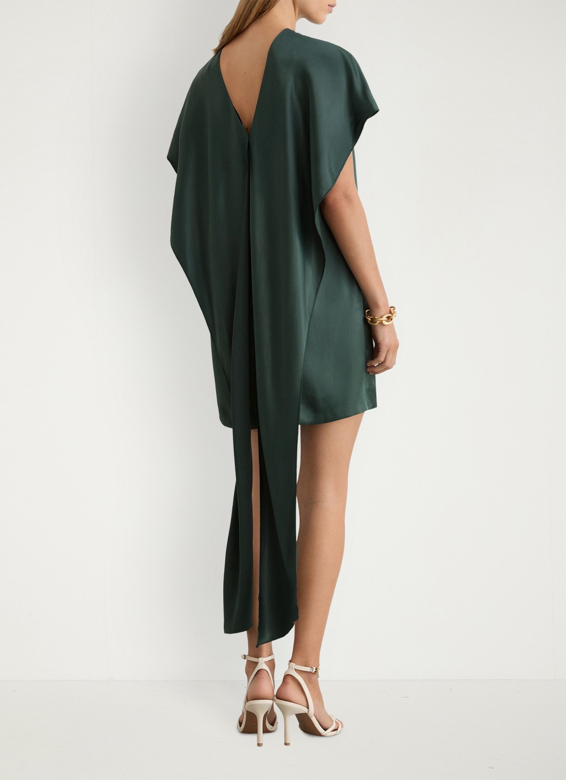 Reiss Alice mini jurk met gedrapeerd detail - achterkant turquoise