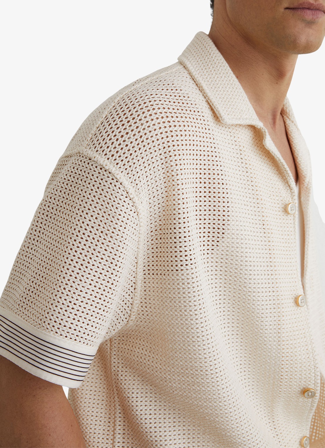 Reiss Aliso overhemd van crochet - detail 5 creme