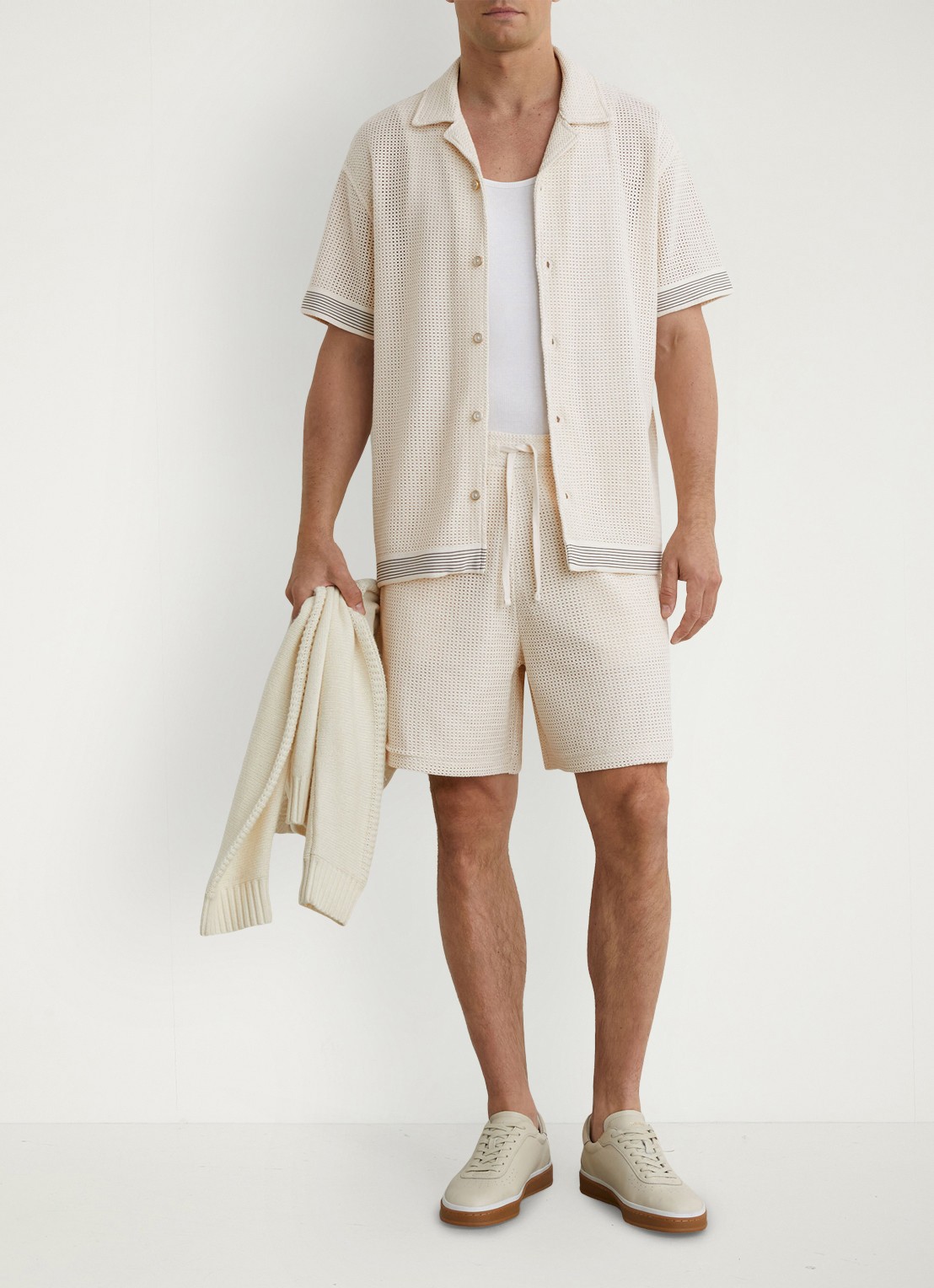 Reiss Aliso overhemd van crochet - voorkant 3 creme