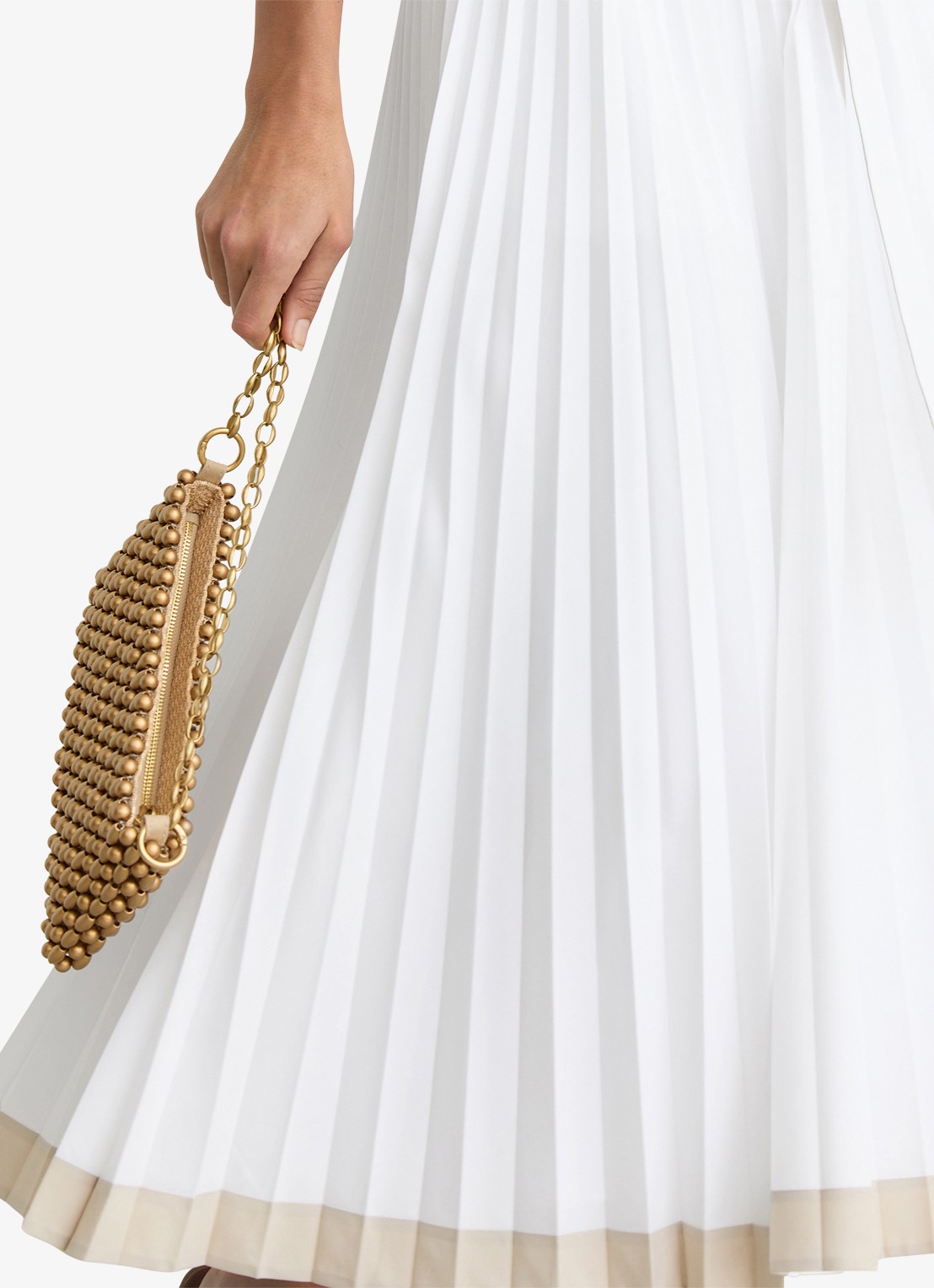 Reiss Allora midi A-lijn rok met plooien en ceintuur - detail 3 wit