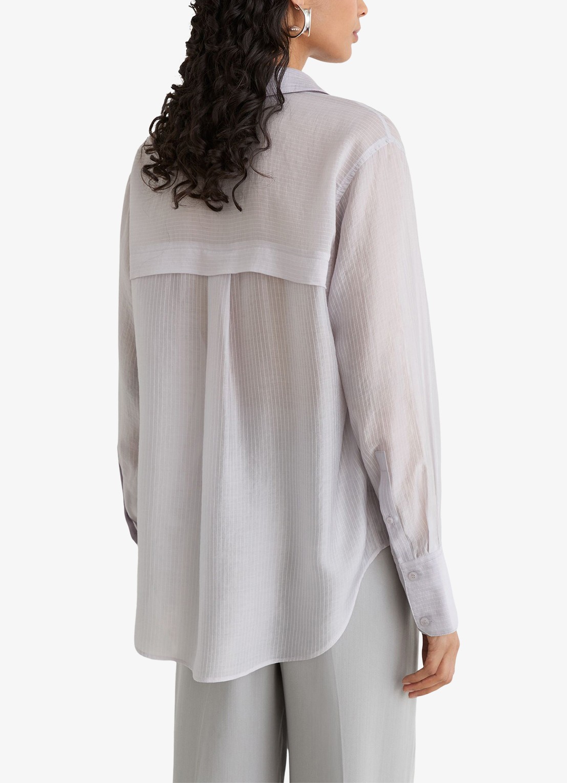 Reiss Ally blouse met streepprint - achterkant 5 blauwgrijs