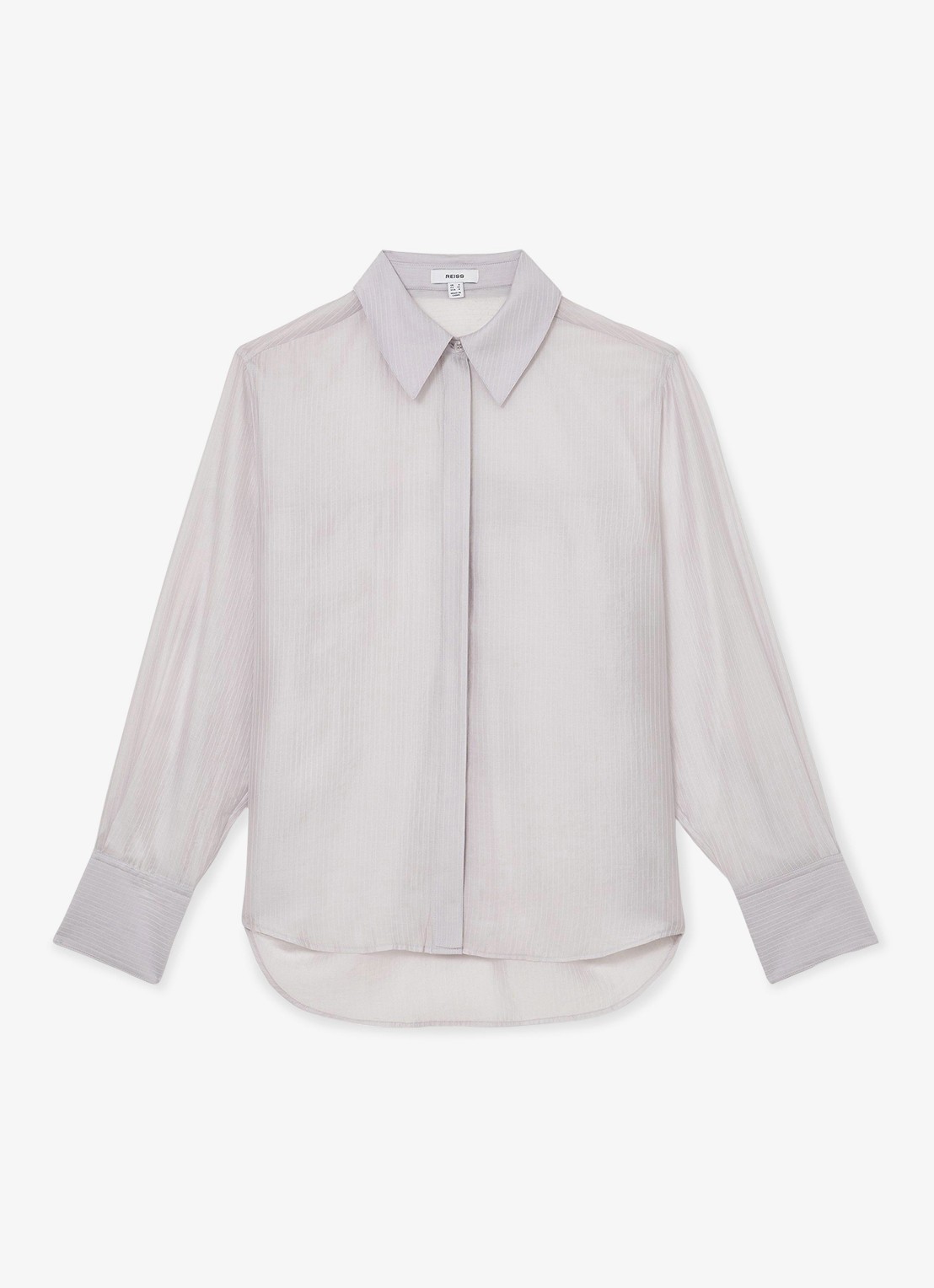 Reiss Ally blouse met streepprint - voorkant 6 blauwgrijs