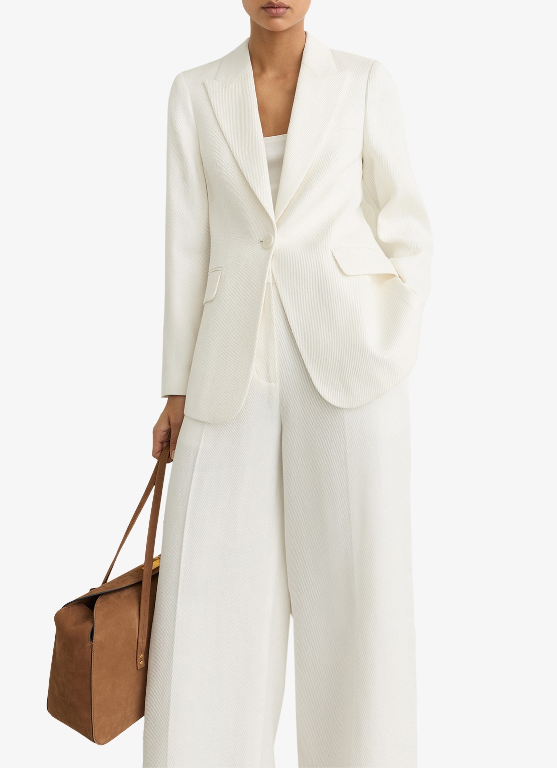 Reiss Alyx blazer in linnenblend met klepzakken - detail 2 wit