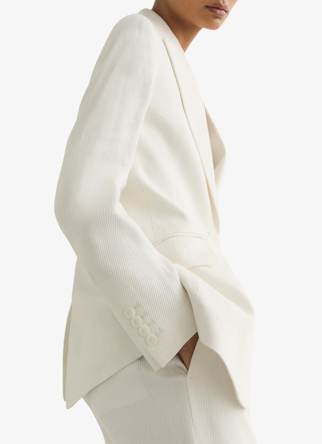 Reiss Alyx blazer in linnenblend - detail 7 wit
