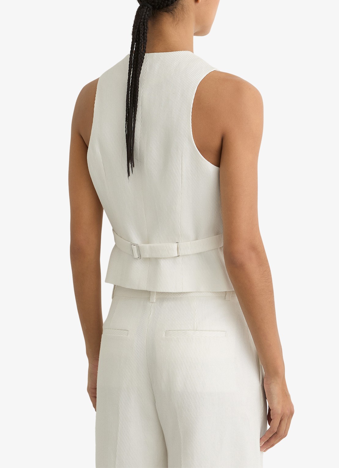 Reiss Alyx gilet in linnenblend met structuur - achterkant 3 wit