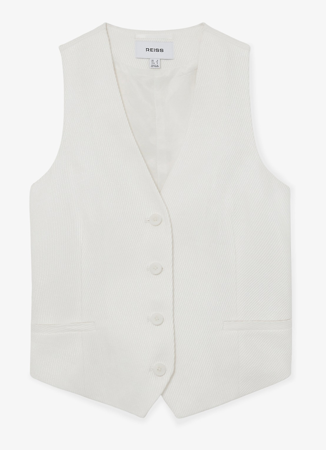 Reiss Alyx gilet in linnenblend met structuur - voorkant wit