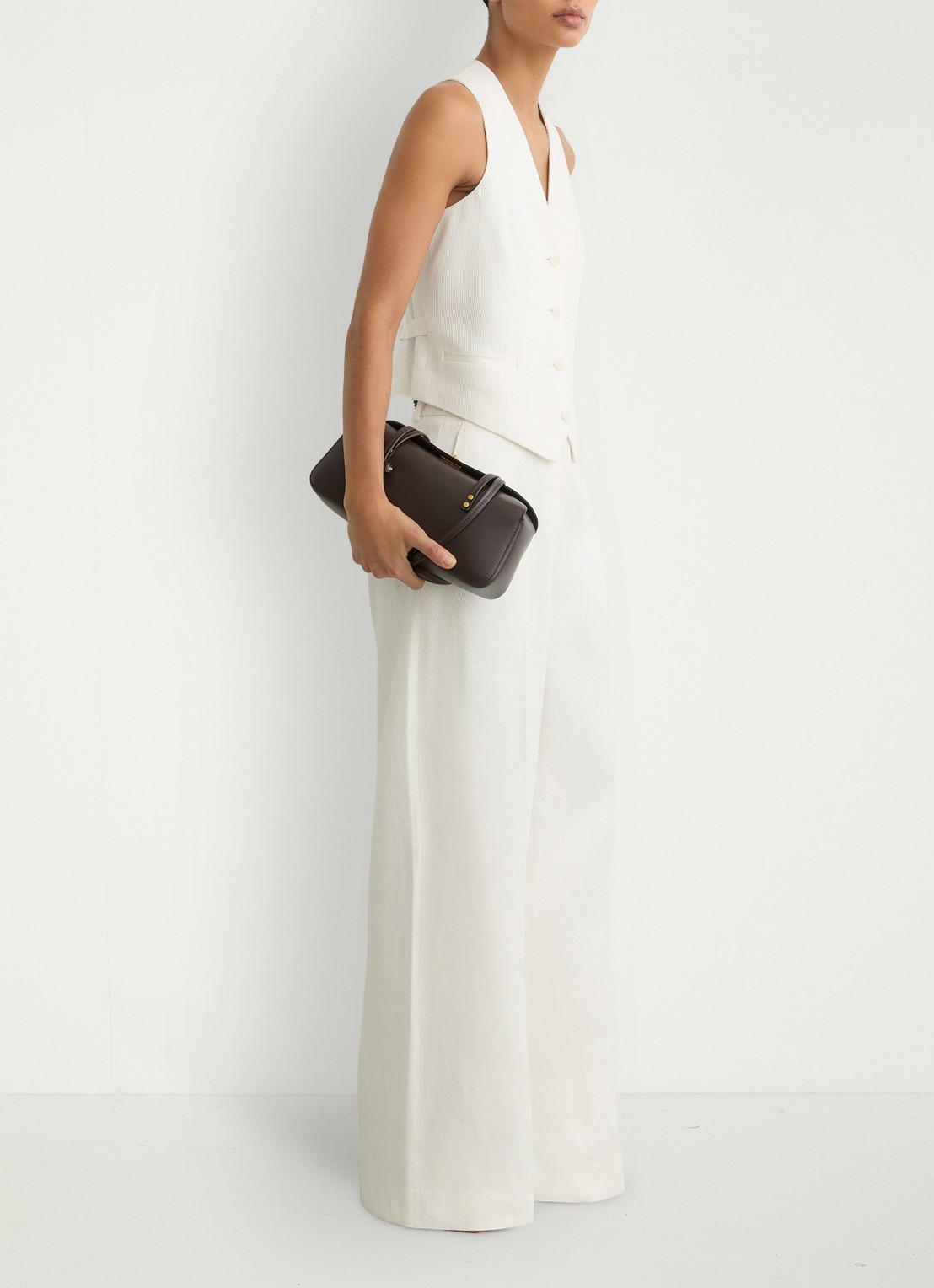 Reiss Alyx gilet in linnenblend met structuur - voorkant 2 wit