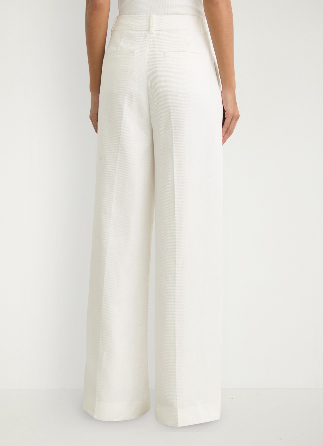 Reiss Alyx high waist wide fit pantalon in linnenblend - achterkant wit