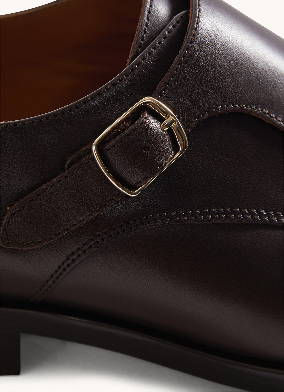 Reiss Amalfi gespschoen van leer - detail 2 donkerbruin