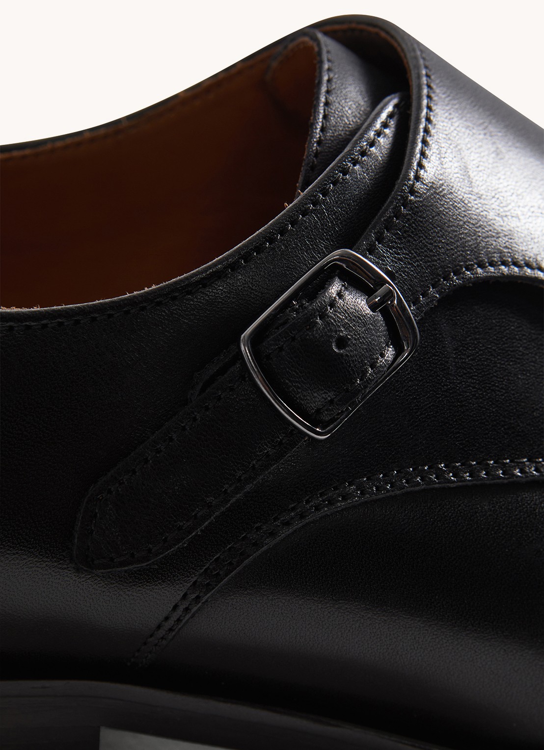 Reiss Amalfi gespschoen van leer - detail black / zwart