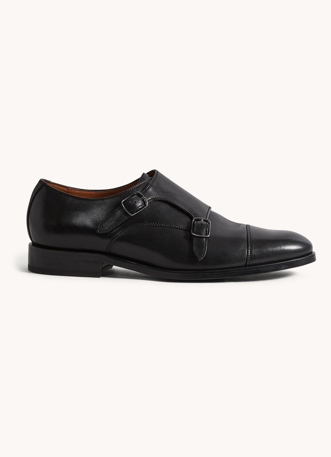 Reiss Amalfi gespschoen van leer - voorkant 3 black / zwart