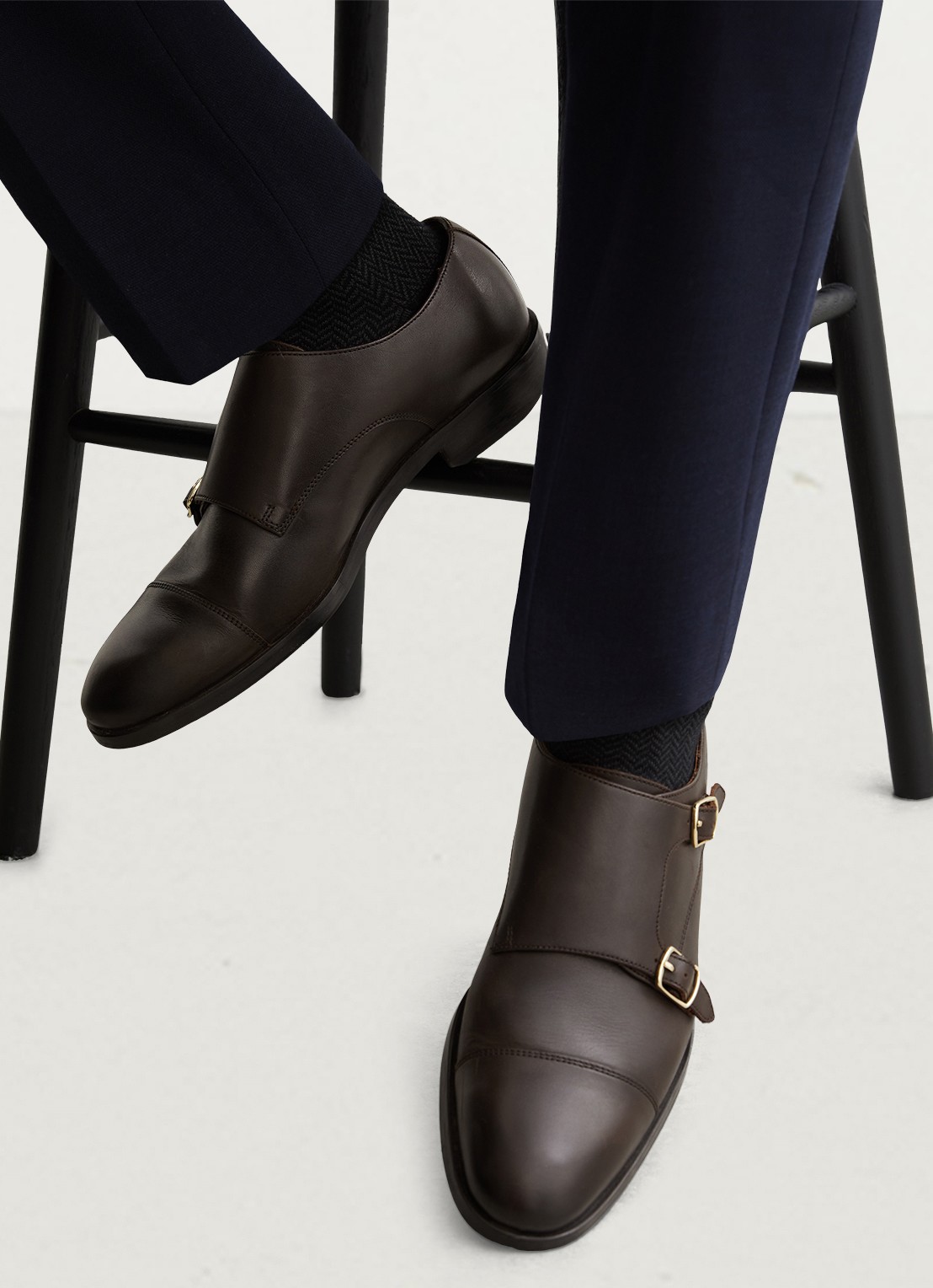 Reiss Amalfi loafer met gesp detail - voorkant 6 donkerbruin