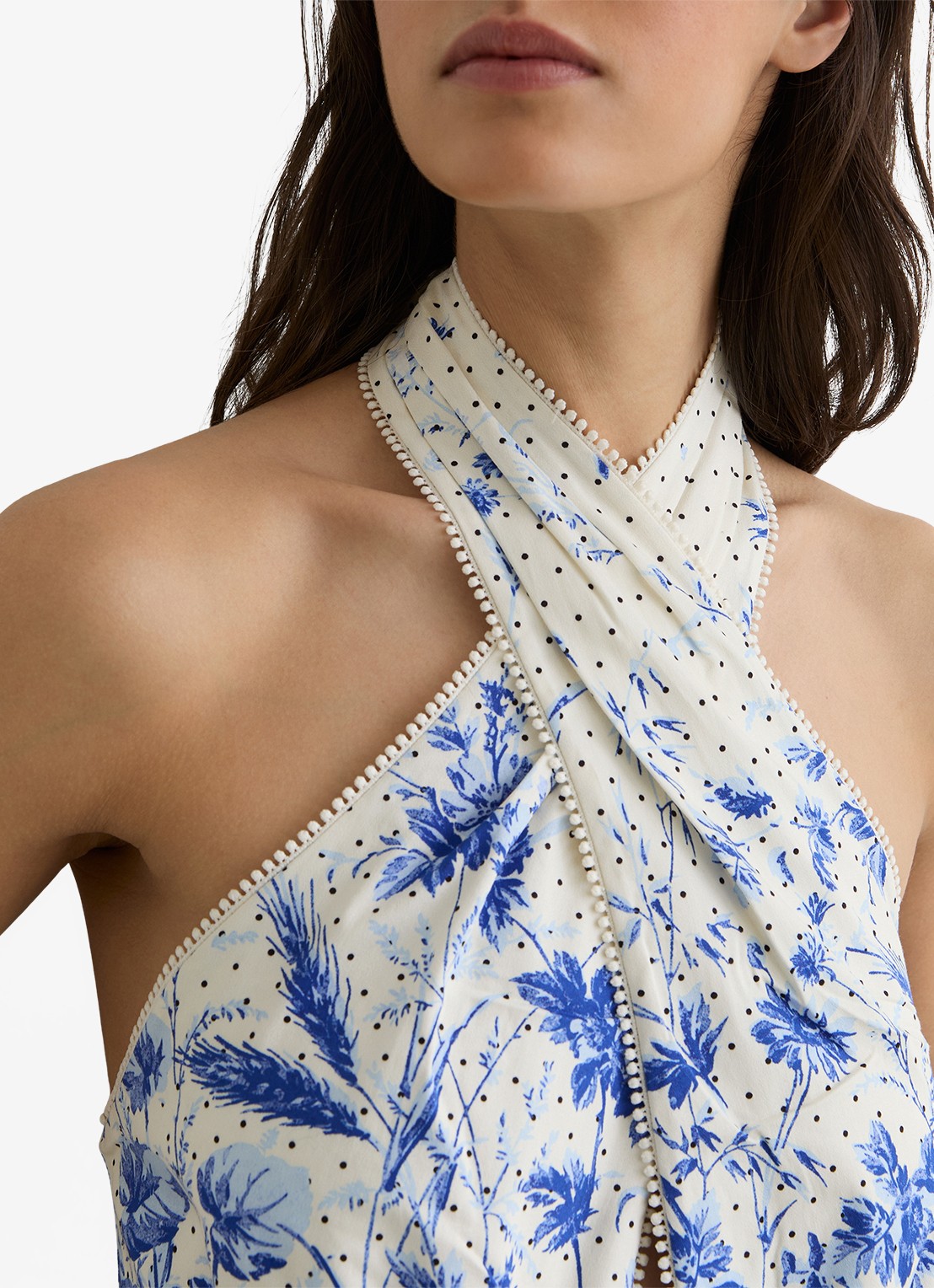 Reiss Amaya maxi jurk met bloemenprint - detail 3 blauw
