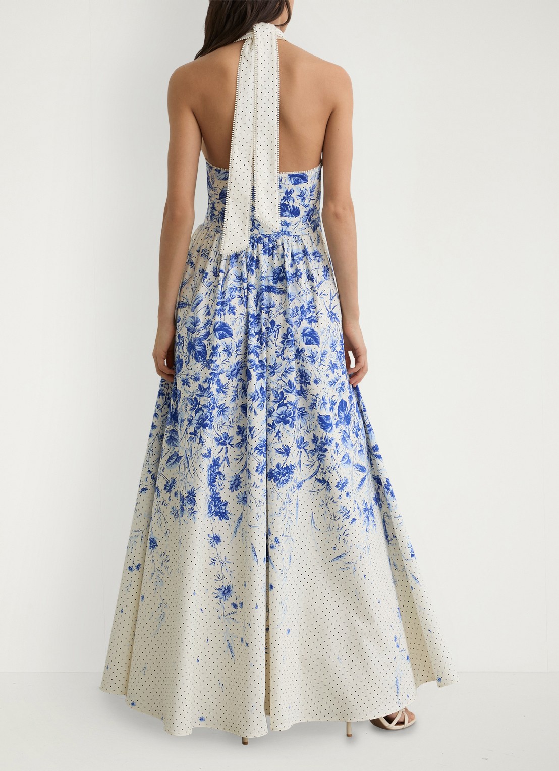 Reiss Amaya maxi jurk met bloemenprint - achterkant 3 ivoor