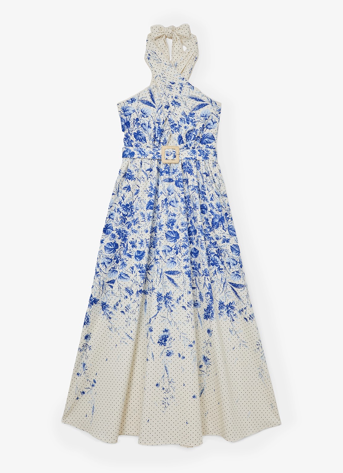 Reiss Amaya maxi jurk met bloemenprint - voorkant ivoor