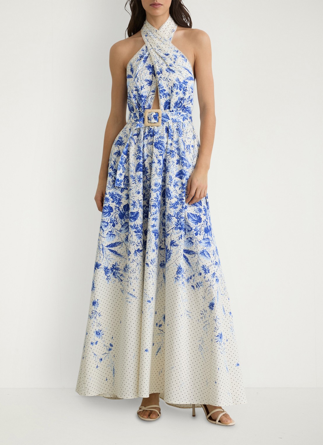 Reiss Amaya maxi jurk met bloemenprint - voorkant 2 ivoor