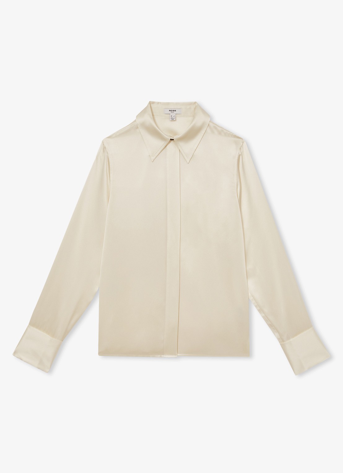 Reiss Ameira blouse van zijde - voorkant beige