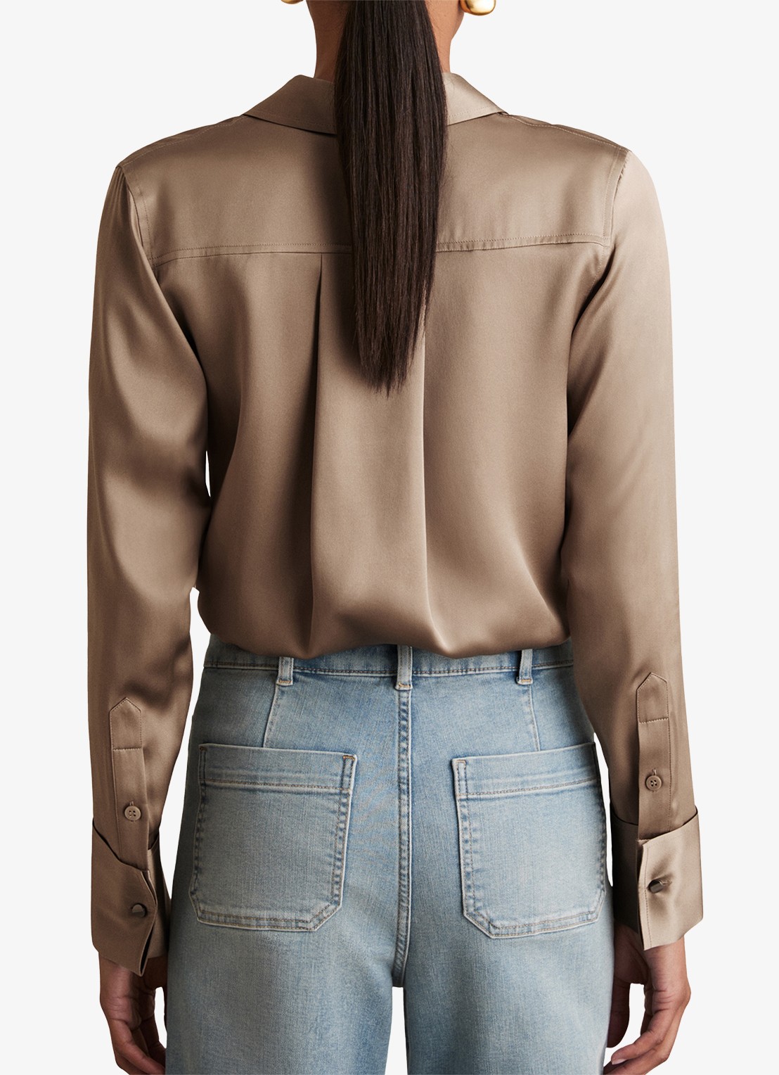 Reiss Ameira blouse van zijde - achterkant 3 lichtbruin